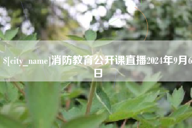 扬州消防教育公开课直播2024年9月6日